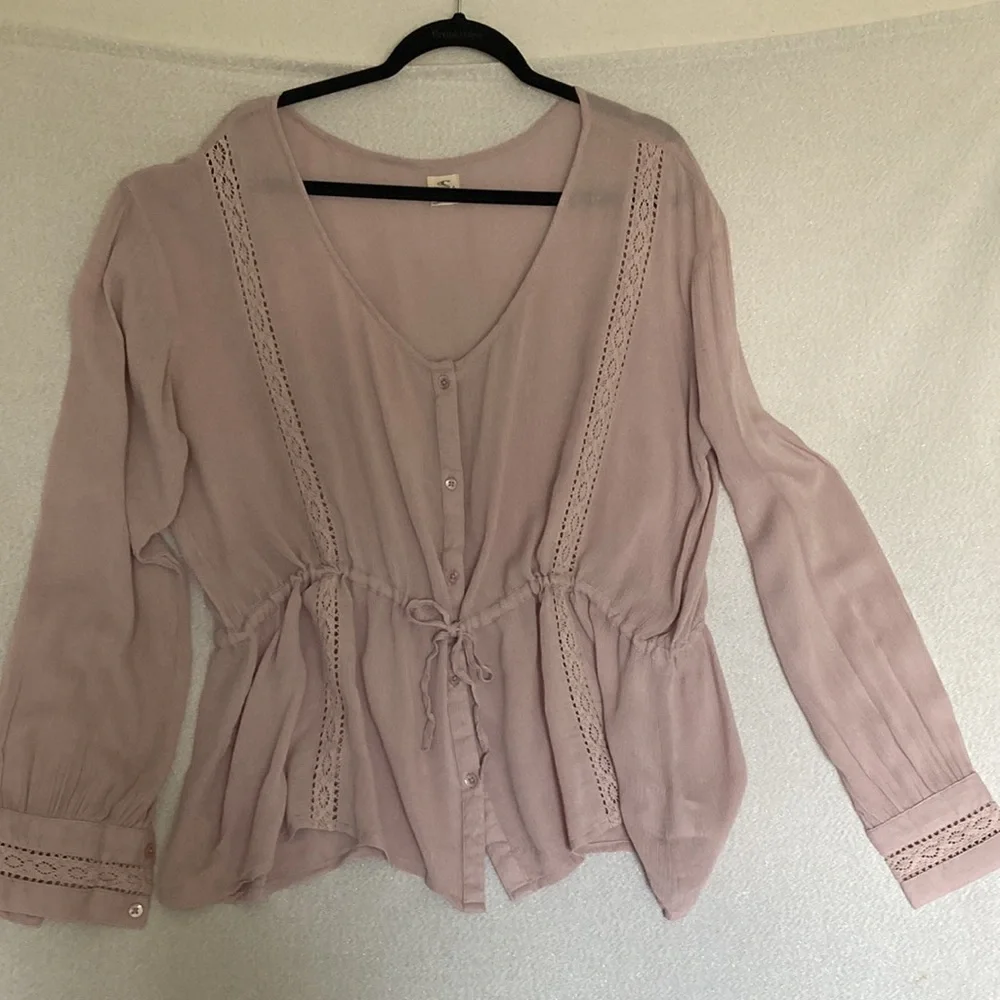 O’Neill Dusty rose button down top /blouse size XL - Picture 3 of 10